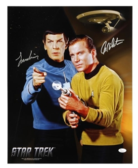 Leonard Nimoy and William Shatner Dual Signed Star Trek 16x20 Photo